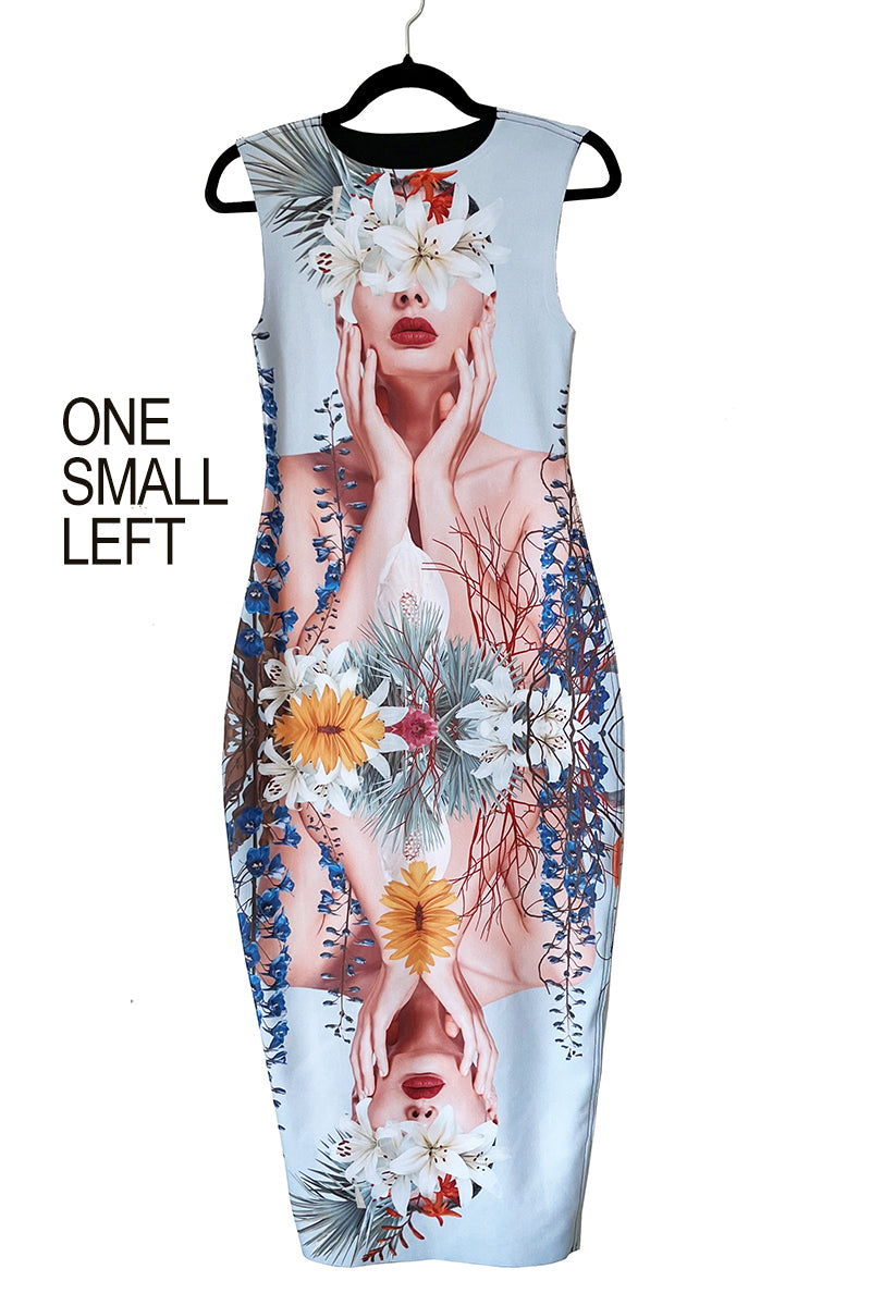 ARTISTIC FACE REVERSILBE PENCIL DRESS - 1X SMALL LEFT