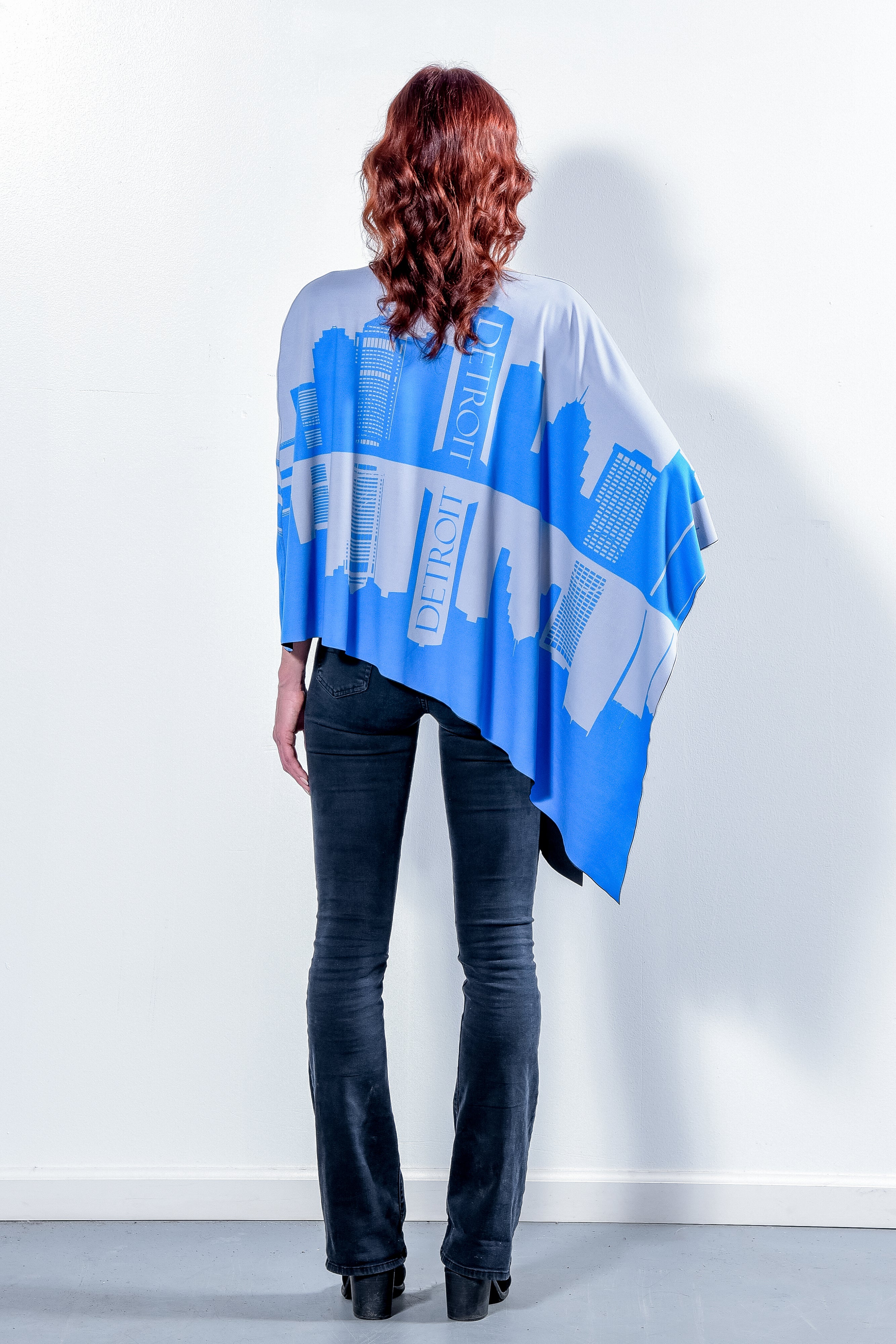 SILVER & BLUE REVERSIBLE PONCHO