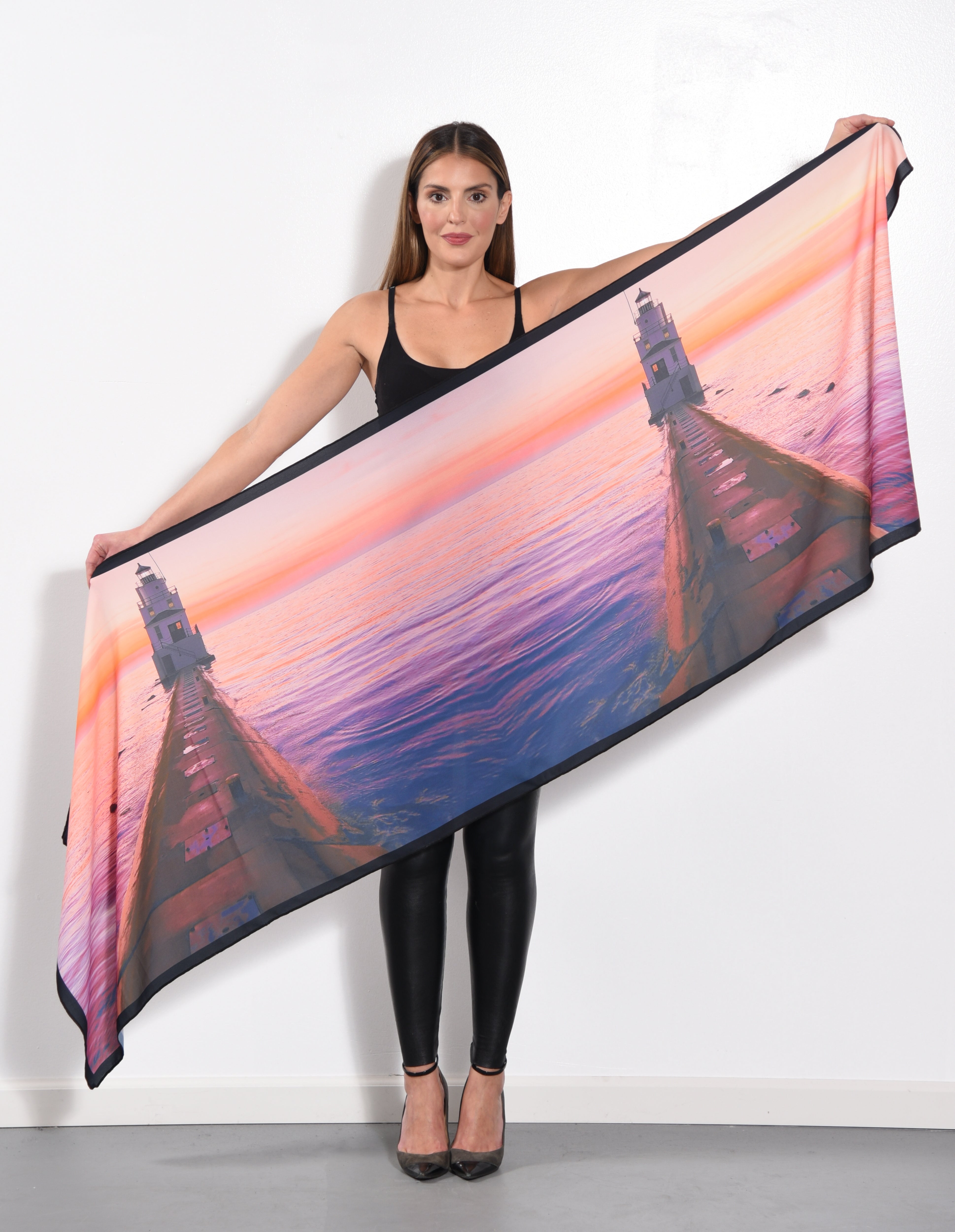 XL LAKE MICHIGAN AT SUNSET SHAWL