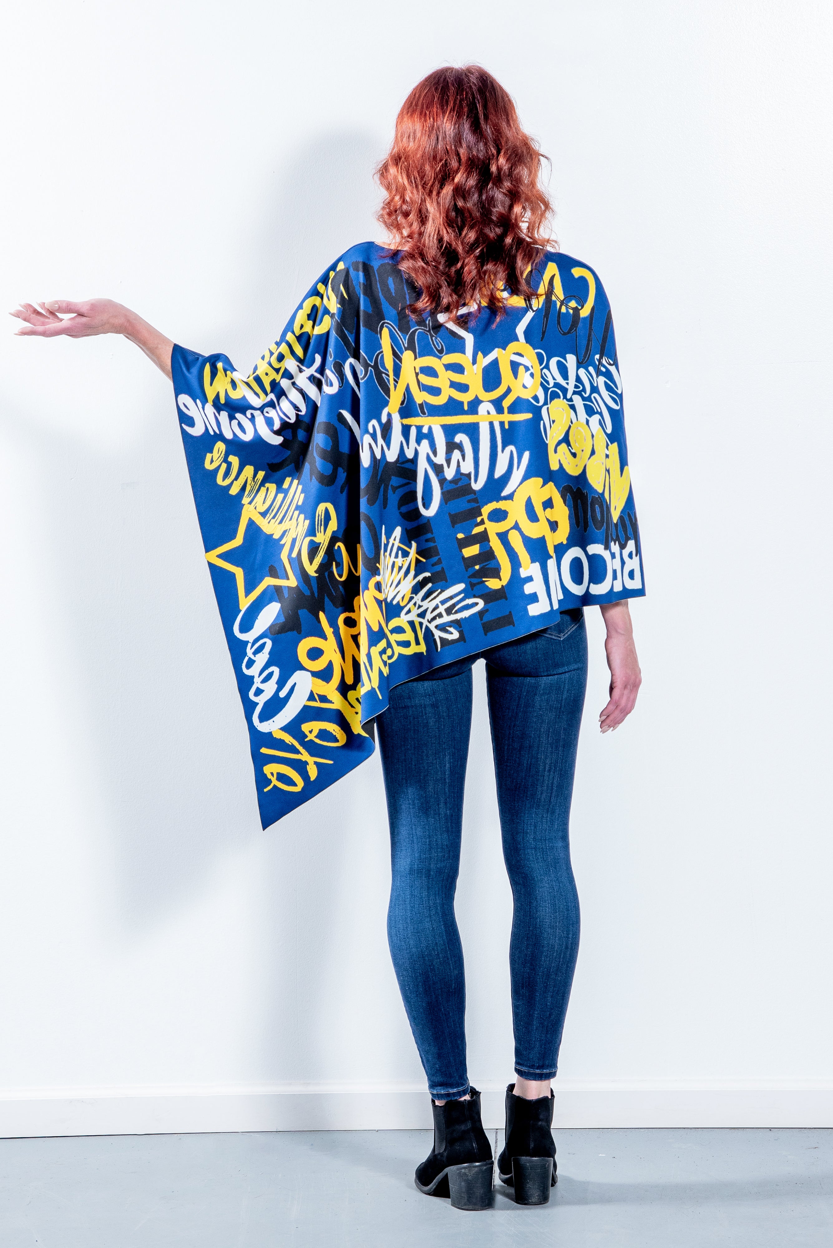 BLUE & GOLD REVERSIBLE PONCHO