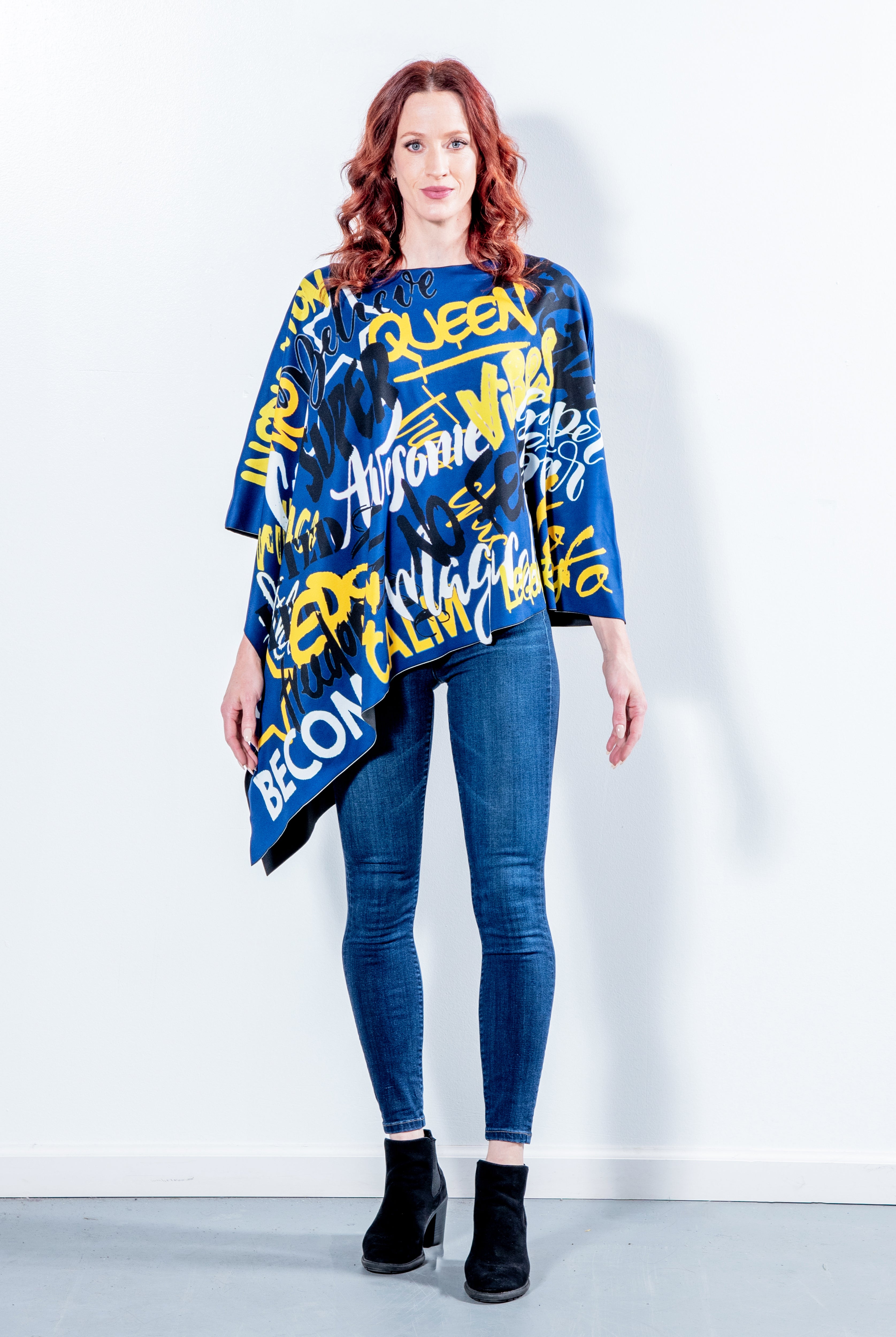 BLUE & GOLD REVERSIBLE PONCHO