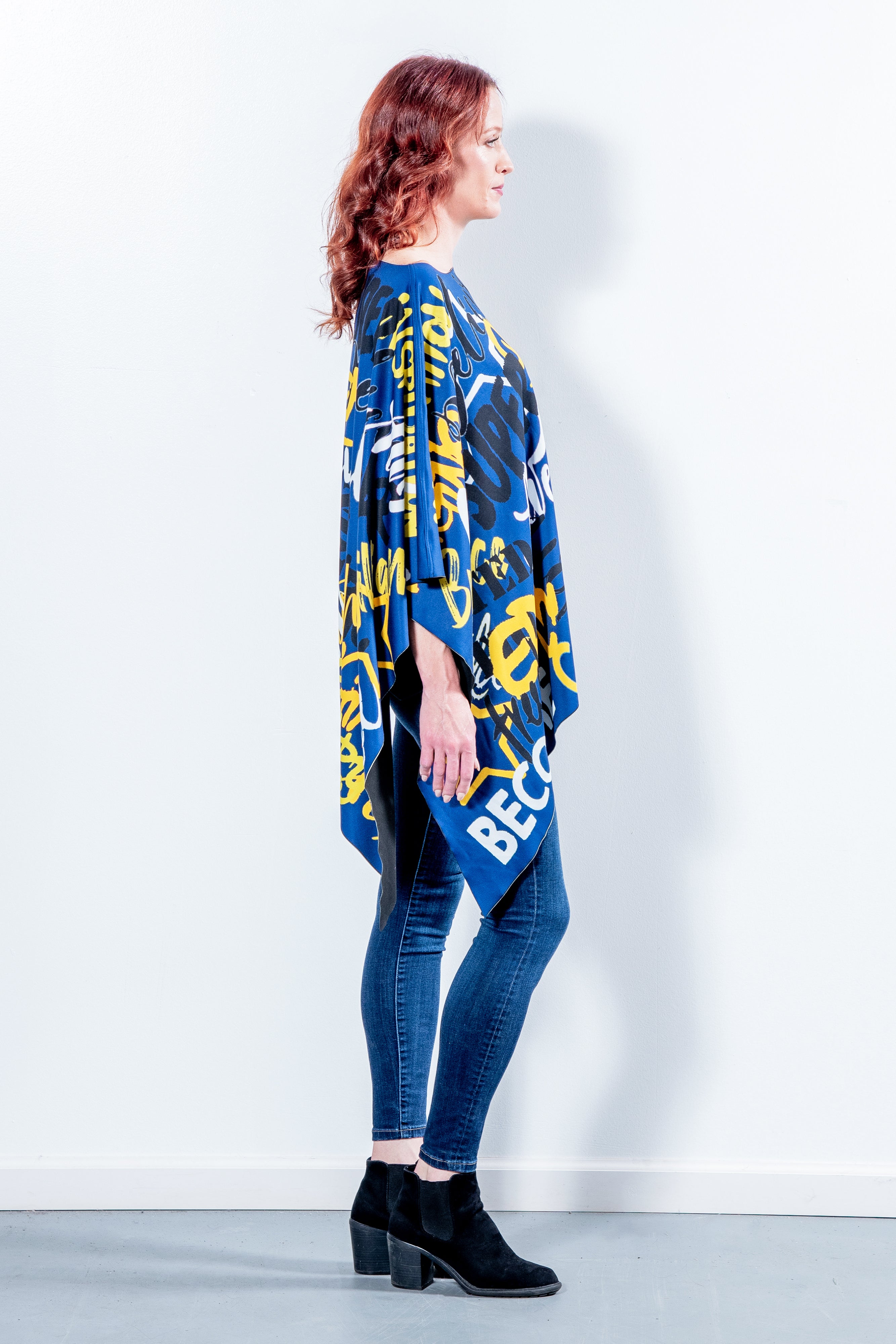 BLUE & GOLD REVERSIBLE PONCHO