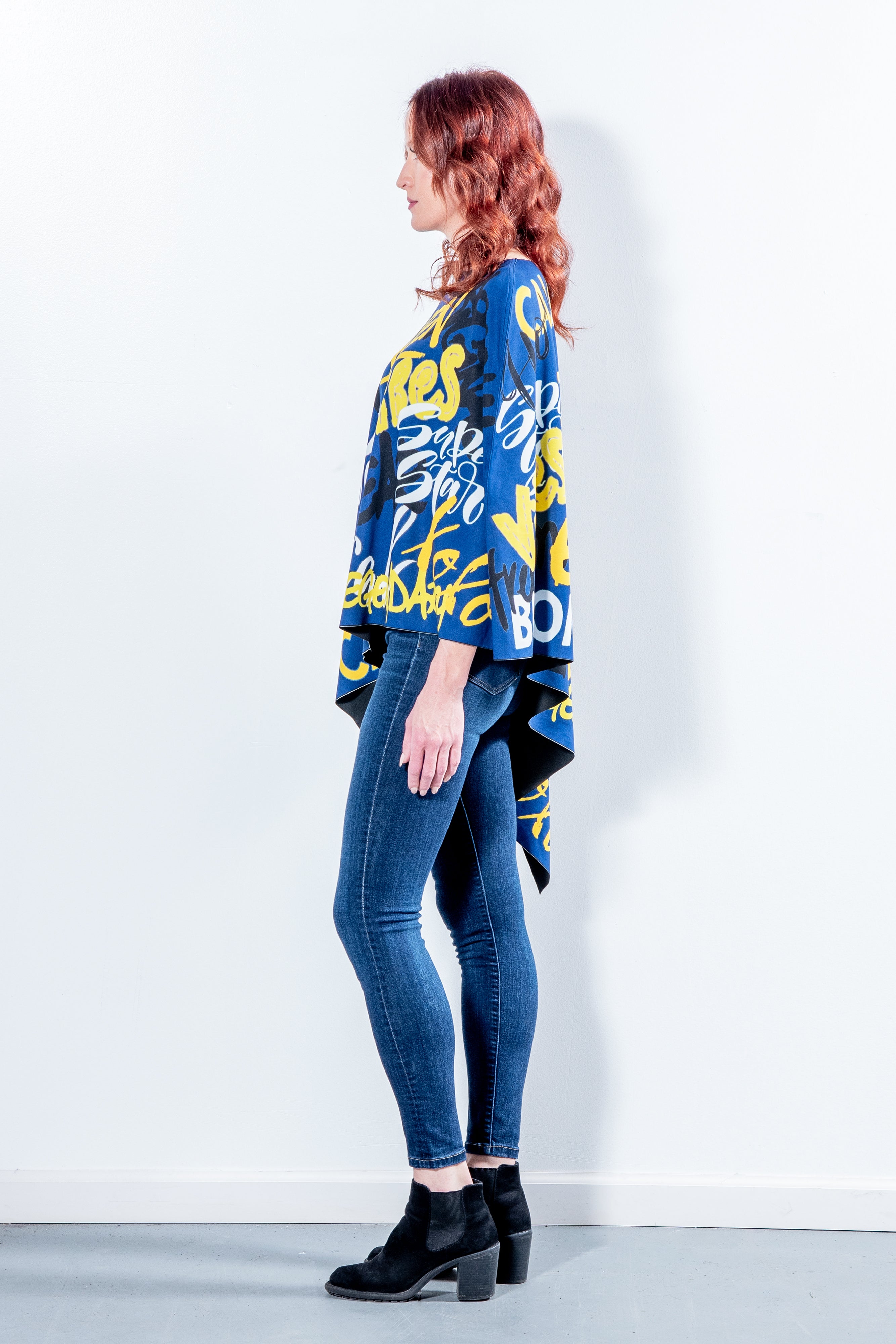 BLUE & GOLD REVERSIBLE PONCHO