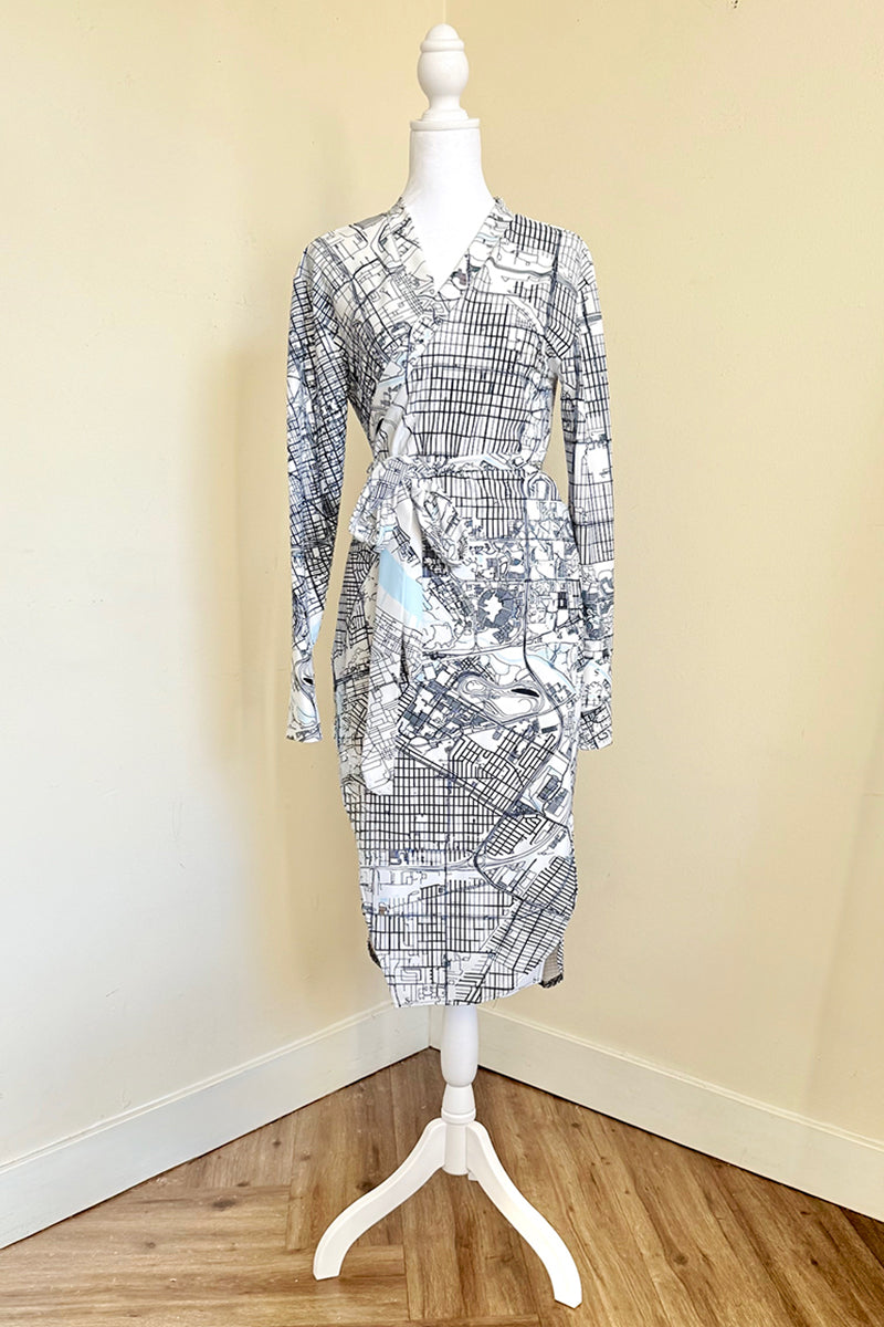 DETROIT 'LINES OF LEGACY' WRAP DRESS