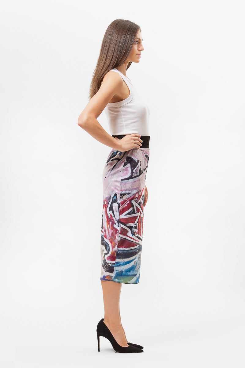 REVERSIBLE GRAFFITI PENCIL SKIRT