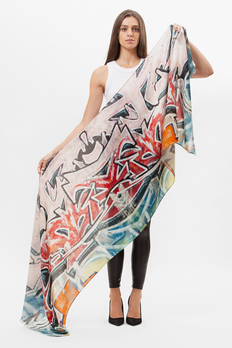 Graffiti Modal/Wool Twill Scarf